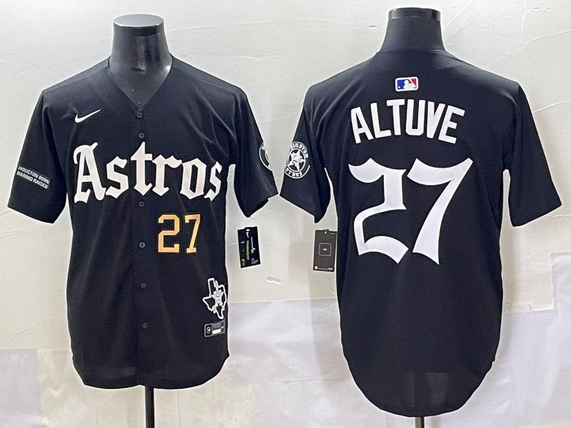 Men 2025 Houston Astros #27 Altuve Black Five generations Joint Name Nike MLB Jersey style 5